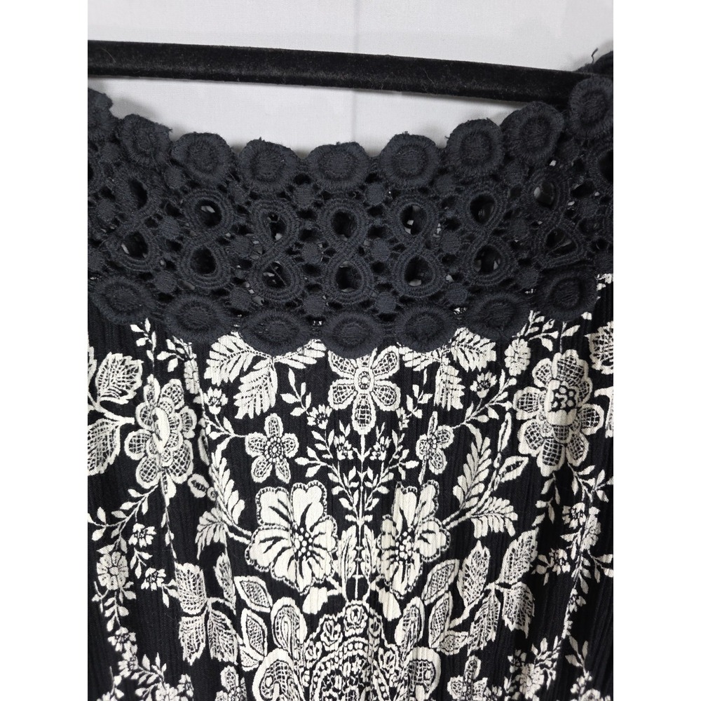 Soft Surroundings Maxi Dress Small Black White Floral Crochet Detail Boho S - Picture 3 of 10